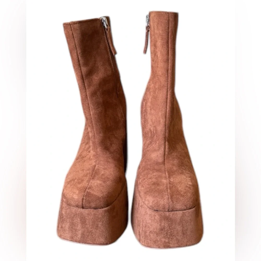 Brown Platform Boots - Picture 2 of 6